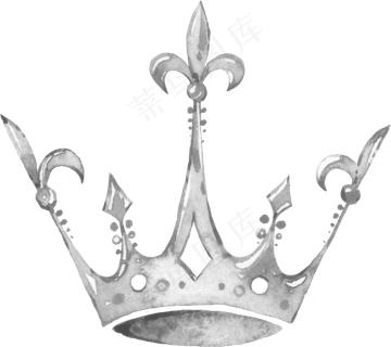 水彩手绘公主银色水晶皇冠