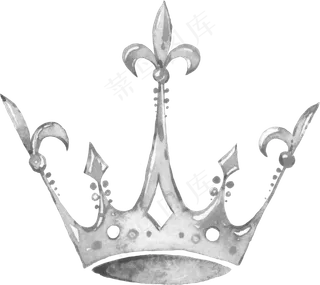 水彩手绘公主银色水晶皇冠