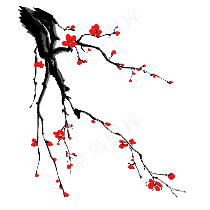 古风梅花红梅(2100X2100(DPI:300))psd模版下载