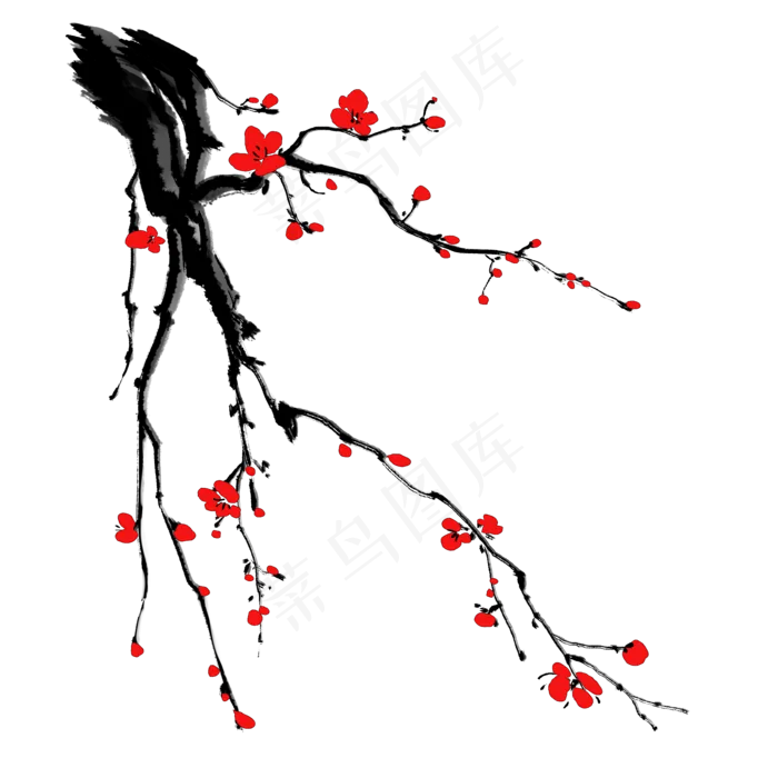 古风梅花红梅(2100X2100(DPI:300))psd模版下载
