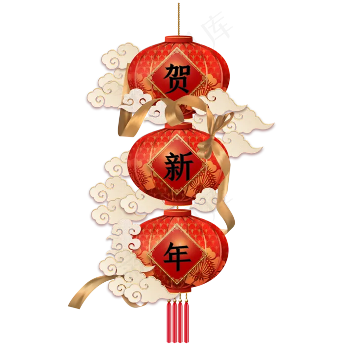 鼠年贺新年灯笼装饰,免抠元素