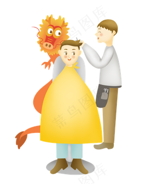 龙抬头二月二习俗理发,免抠元素