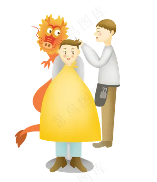 龙抬头二月二习俗理发,免抠元素