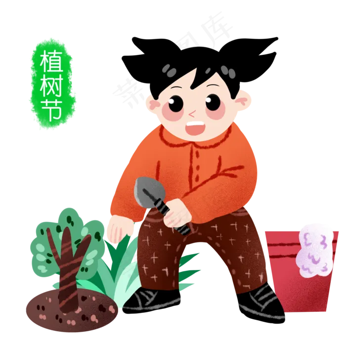 植树节种树的小女孩(2100X2100(DPI:299))psd模版下载
