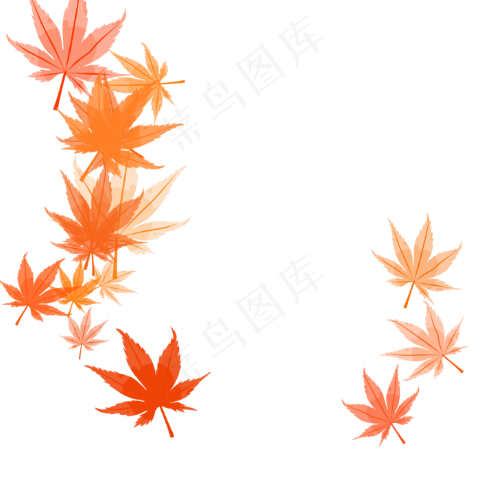 红色梧桐叶,免抠元素