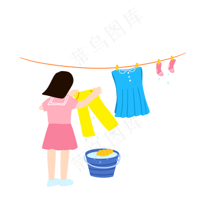 五一学生洗衣服勤劳劳动PNG(3000X3000(DPI:300))psd模版下载