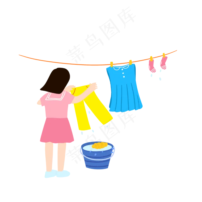 五一学生洗衣服勤劳劳动PNG(3000X3000(DPI:300))psd模版下载