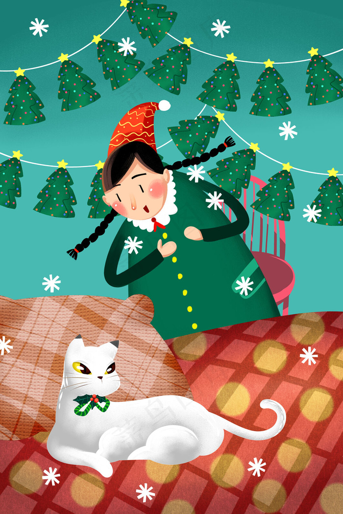 卡通手绘风圣诞节配图