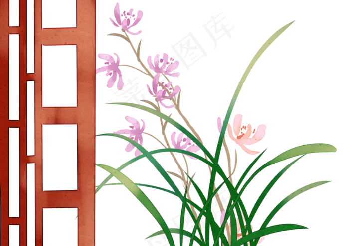 古风兰花(3508X2480(DPI:299))psd模版下载