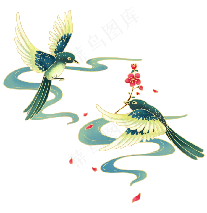 七夕国潮喜鹊相会(2700X2776(DPI:300))psd模版下载