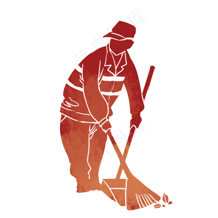 环卫工人剪影五一劳动节PNG素材,免抠元素