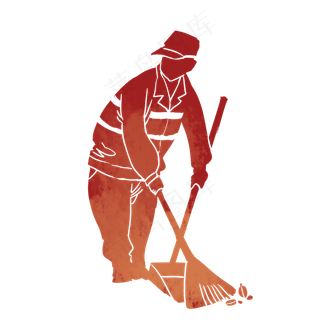 环卫工人剪影五一劳动节PNG素材,免抠元素