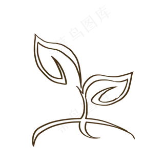 黑色线条手绘树叶