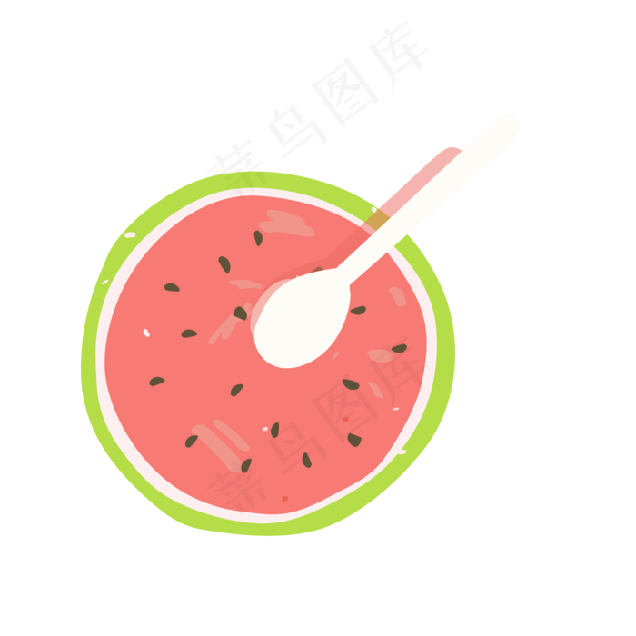 西瓜和勺子卡通ai素材