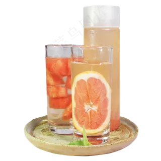 饮料果汁西柚西瓜,免抠元素