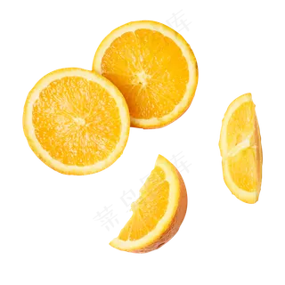 切开随意摆放的水果橙子免抠图