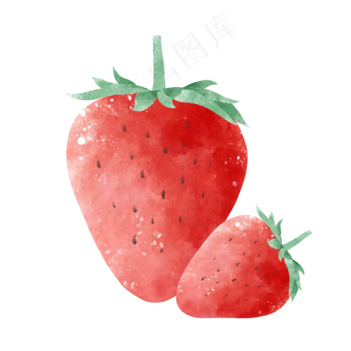 夏日水彩水果草莓(2000X2000(DPI:300))psd模版下载