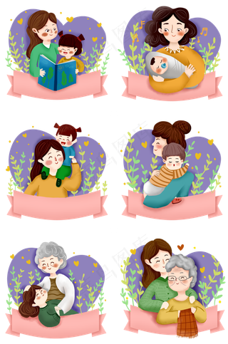 母亲节之慈祥妈妈照顾孩子合集免