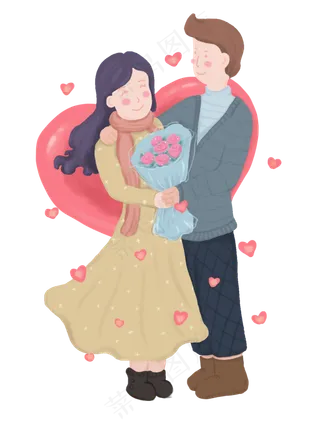 情人节送花束可爱小清新情侣PN