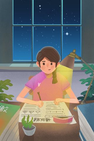 努力学习准备考试的女孩