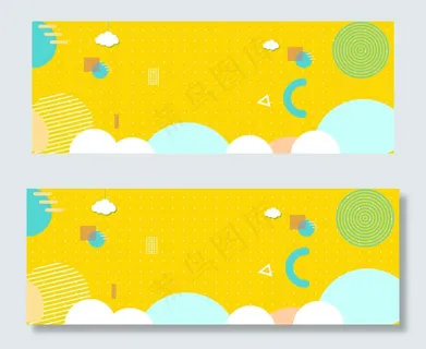 小清新黄色波点几何电商促销banner