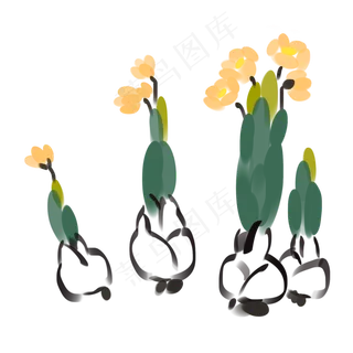 卡通水墨荷花插图