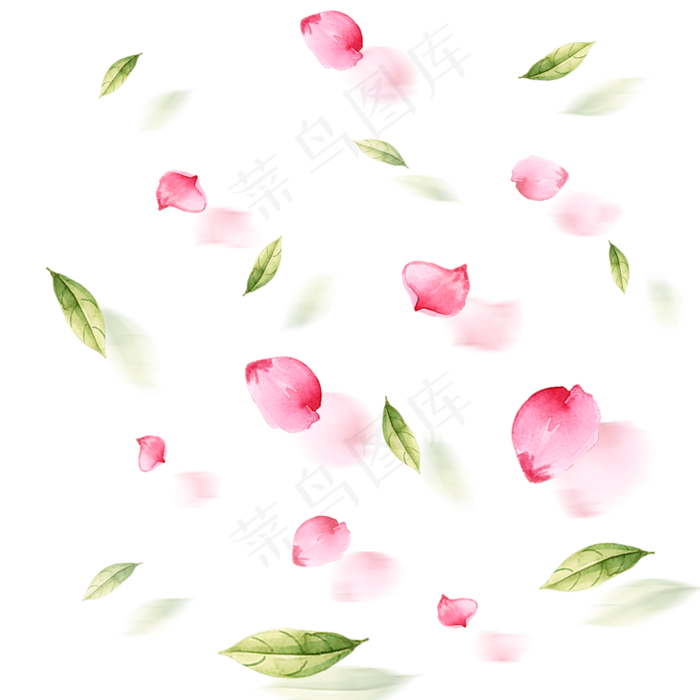 水彩手绘漂浮花瓣树叶元素,免抠元素(1024*1369px)psd模版下载