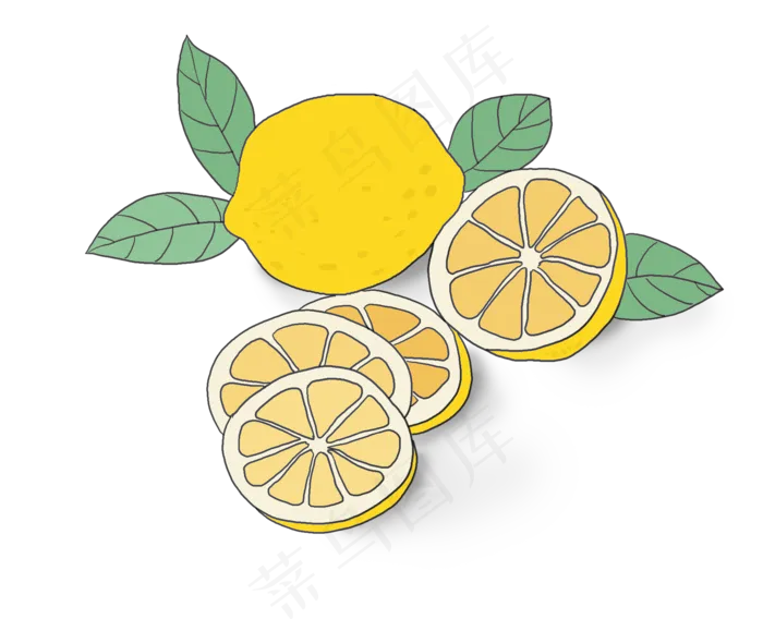 夏季食物手绘柠檬,免抠元素(3508*2845px 300 dpi )psd模版下载