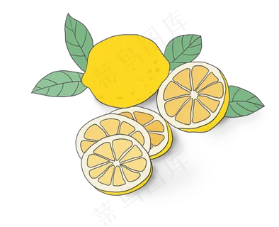 夏季食物手绘柠檬,免抠元素