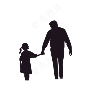 矢量父亲节剪影温暖爸爸和孩子
