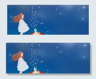 蓝色手绘卡通星空banner