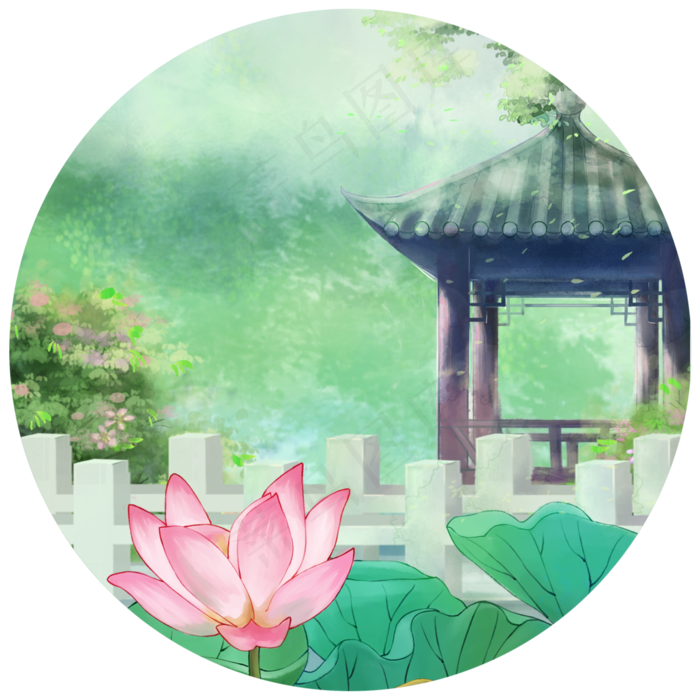凉亭山水芙蓉渠坝(3000X3000(DPI:300))psd模版下载