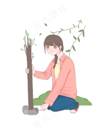 植树节种树的小孩