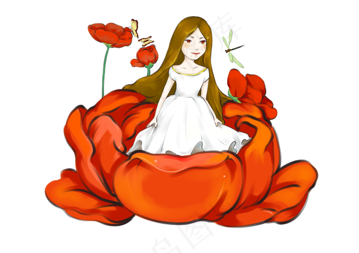 童话故事指拇姑娘素材