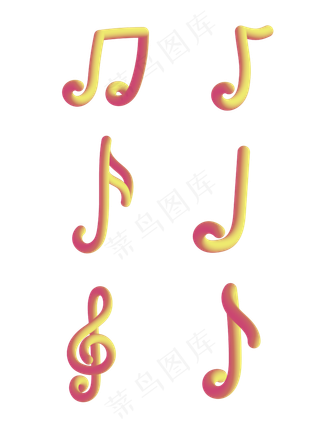 渐变立体创意音符组合,免抠元素