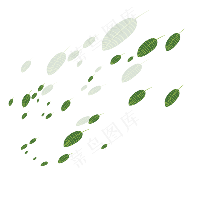 手绘植物树叶漂浮的叶子