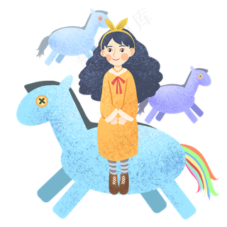 愚人节骑木马女孩