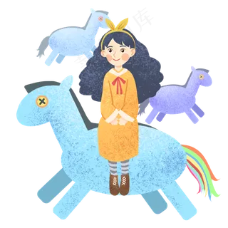 愚人节骑木马女孩
