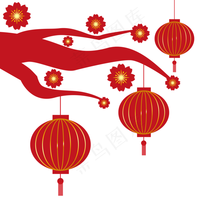 春节装饰灯笼,免抠元素