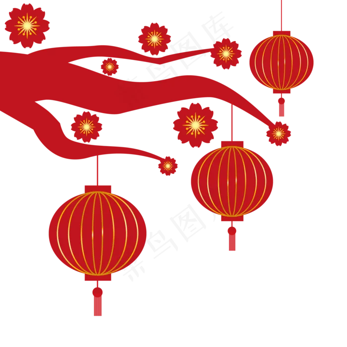 春节装饰灯笼,免抠元素(2000*2000px 300 dpi )ai矢量模版下载