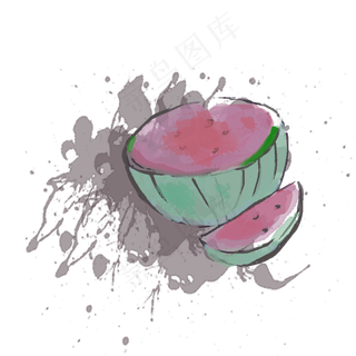 夏季水果绿色水彩西瓜