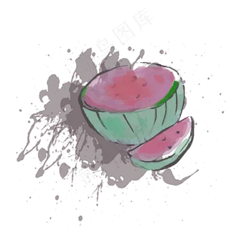 夏季水果绿色水彩西瓜