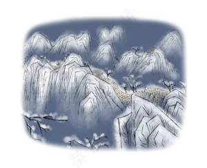 中国万里长城水墨雪景