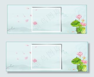 夏季小暑手绘荷花塘banner