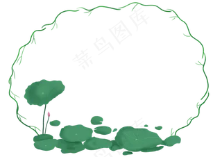 夏天绿色小清新荷叶边框免抠PN