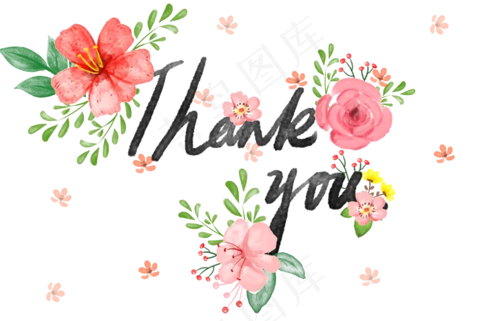 水彩小清新花卉感恩卡png透明底(3000X2000(DPI:300))psd模版下载
