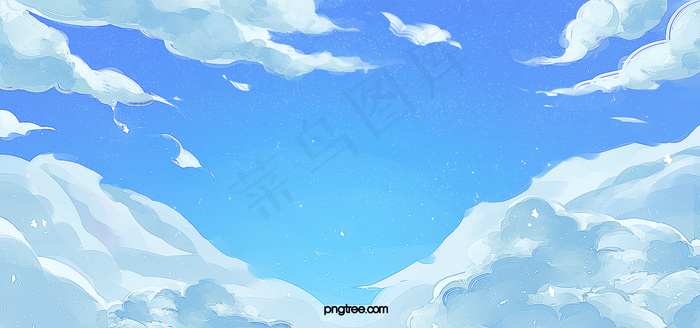 蓝色创意手绘天空云彩(1920*900px 	       )psd模版下载