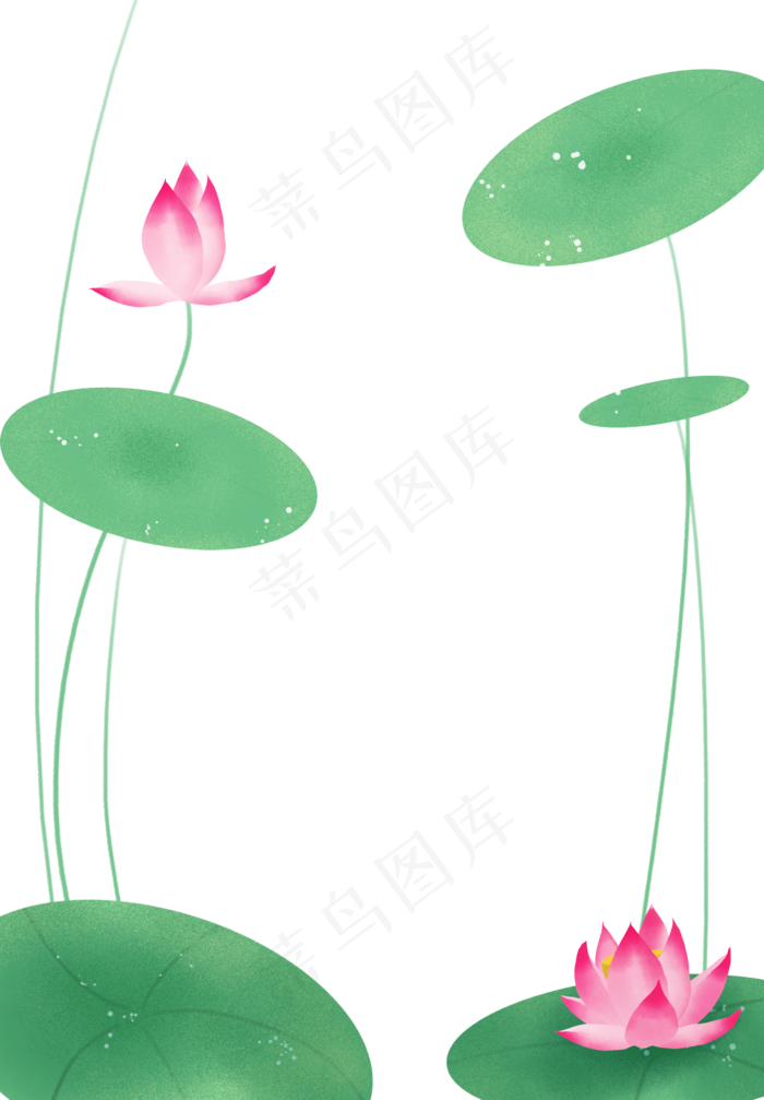 中国风荷花边框装饰免扣素材