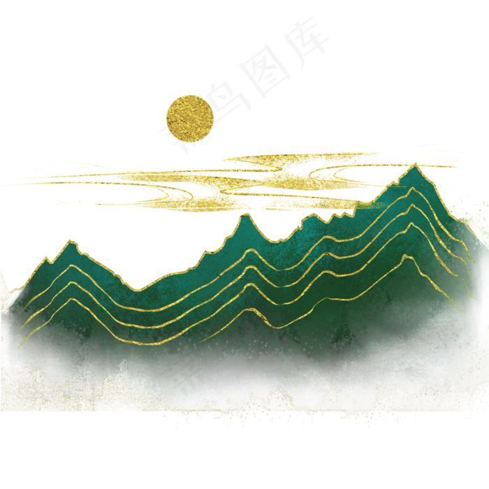 金绿国潮风风景(2000X2000(DPI:300))psd模版下载