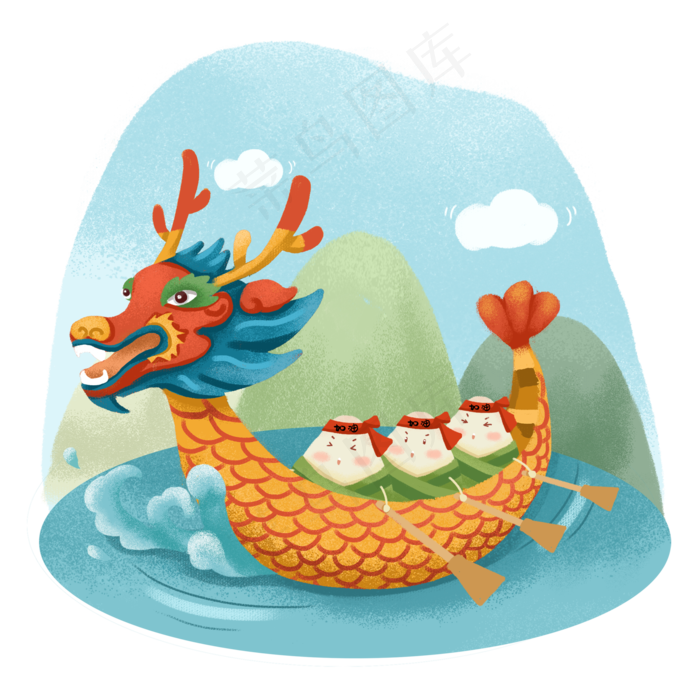 卡通赛龙舟场景